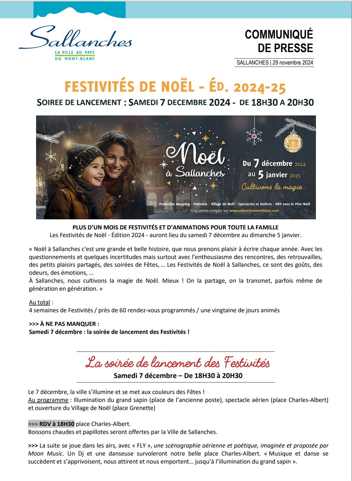 LANCEMENT DES FESTIVITÉS DE NOËL