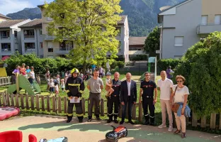 Exercice d'évacuation surprise mené par les sapeurs-pompiers de Sallanches à la Maison de la Petite Enfance